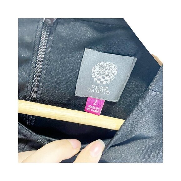 Vince Camuto Womens Fit & Flare Dress Black Stretch Jewel Neck Sleeveless 2 - Picture 6 of 6